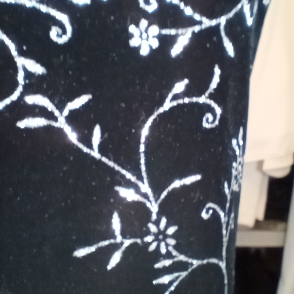 Vintage Sparkle Dress, Black Velour/Silver Sparkles, Sleeveless, Knee Length, M - Picture 9 of 11